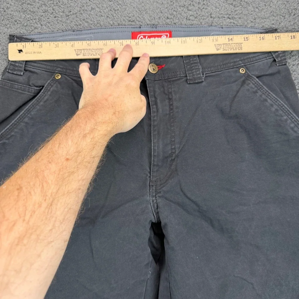 Coleman Mens 34x32 Gray Canvas Utility Carpenter Work Pants Outdoor Rugged
